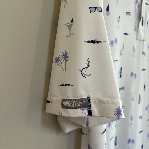 Straight Down Men's Performance Coastal Polo in White, size L - Picture 4 of 9